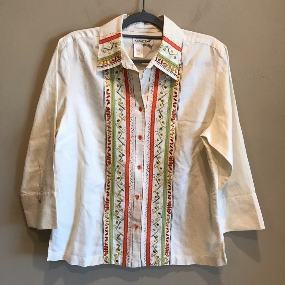 Coldwater Creek linen blend Button up Large